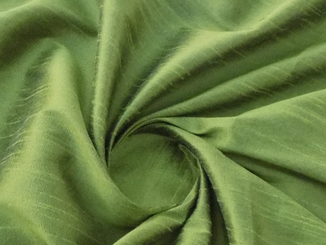 Green Moss Dupioni Silk Fabric
