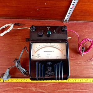Vintage milliammeter for measuring current in milliamperes. Electrical measuring device. Military equipment. 1968.