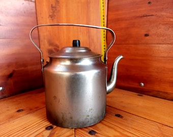 Vintage army bronze teapot from the USSR 1954. Historical artifact. Antique gift. Army utensils