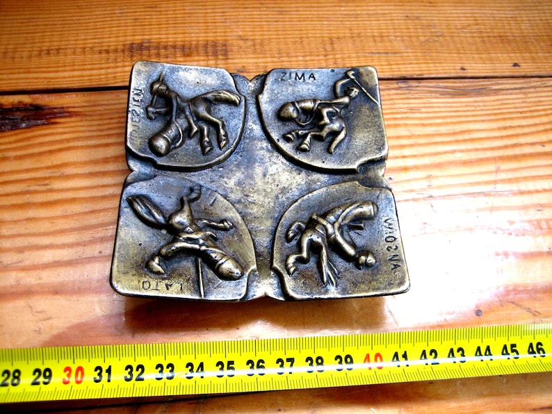 Antique erotic bronze ashtray 4 periods in a man's life. Erotic and humorous ashtray. Historical artifact. Ashtray for men.Antique gift. image 1