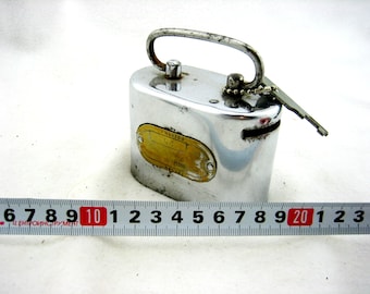 Antique Mechanical Piggy Bank, 1920s Polish Metal Money Box with Key