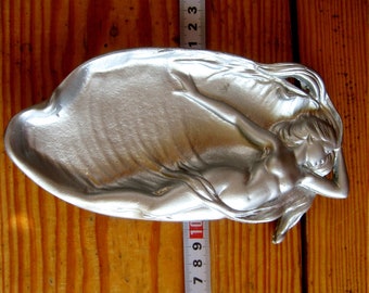 Soviet ashtray metal Vintage USSR Naked girl,Figurine Sexy Women Russian,Smoking accessories,Tobacciana Ashtrays,smoker gift,place jewelry