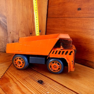 Vintage children&#39;s toy - MAZ truck (handmade). Kids toys. Toys of the USSR. Antique gift. A Christmas gift.