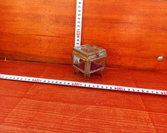 Vintage jewelry casket. casket for various small items - 19th century. casket for the ladies' table. Antique caskets. Glass casket.