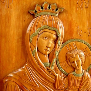 Russian Orthodox icon of the Mother of God - &quot;Quick to Hearken&quot;. Orthodox Russian icon of the Virgin and Child. Antique gift.