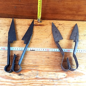 Antique hand-forged scissors for cutting wool from the 19th - early 20th centuries. Vintage scissors for hand shearing sheep.