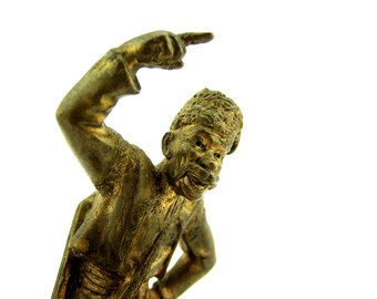 Vintage bronze figurine - Dancing Cossack. Bronze figure of a musician. Antique gift. Ukrainian Cossack.