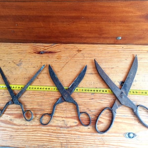 Antique hand-forged scissors for tailors of the 19th early 20th centuries. Historical artifact. Antique gift. Antique souvenir.