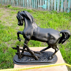 Antique large cast-iron figurine of a Horse, 1958. Horse figurine. Antique figurines. Historical artifact. Antique gift.