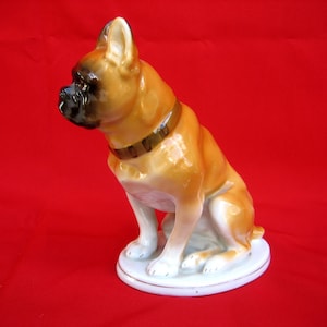 Antique porcelain figurine of a dog - Bul Dog. Russian porcelain. Porcelain figurine of a dog. Antique gift. A Christmas gift.