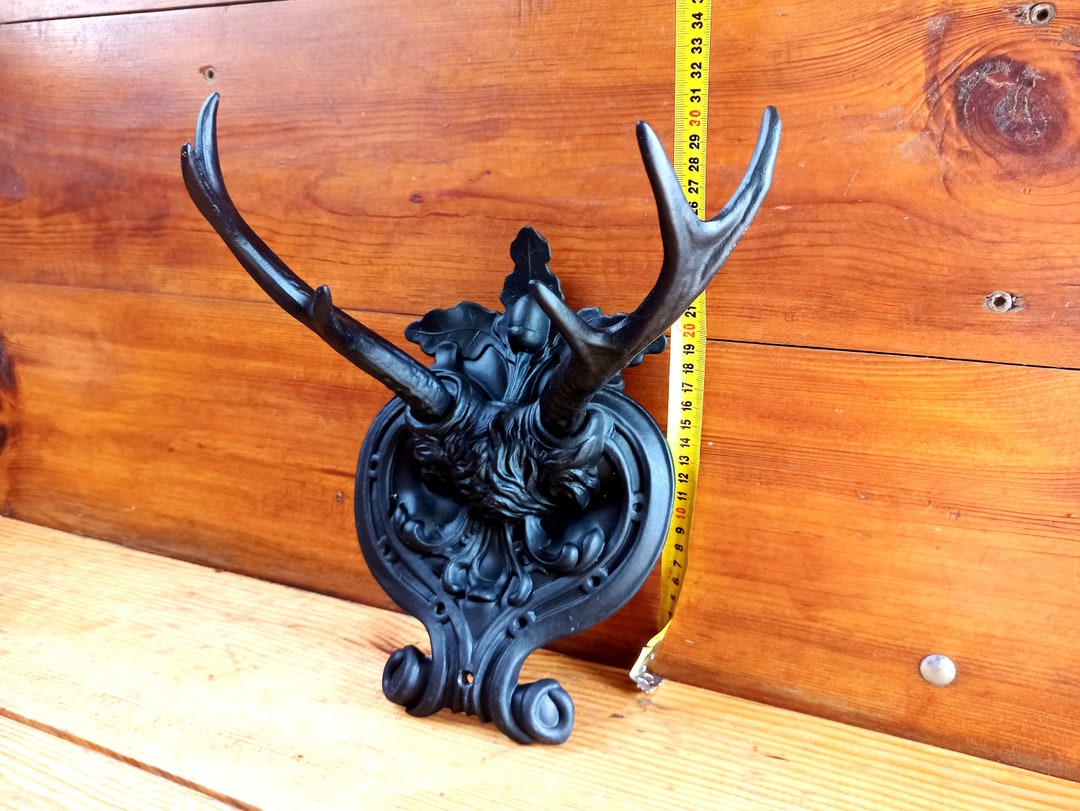 Vintage Wall Hanger for Clothes and Hats deer Horn. Historical Artifact