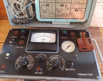 Vintage device - &quot;Device for checking instrumentation of vehicles - E-204&quot; of army vehicles of the Cold War. Army automotive equipment.