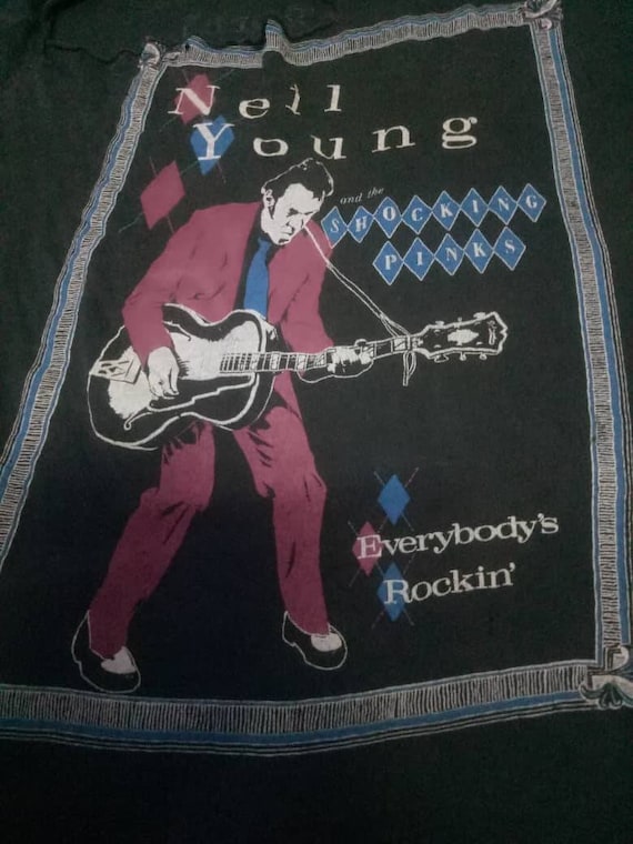 Neil Young Everybody's Rockin Tour 1983 Vintage T-