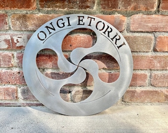 Basque Lauburu Welcome Metal Sign - Ongi Etorri