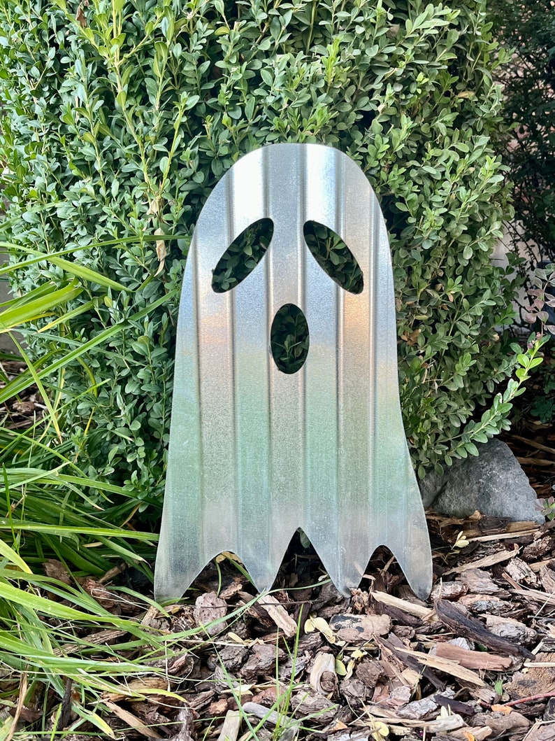 Ghost Halloween Decor Haunted Ghost Corrugated Metal image 1