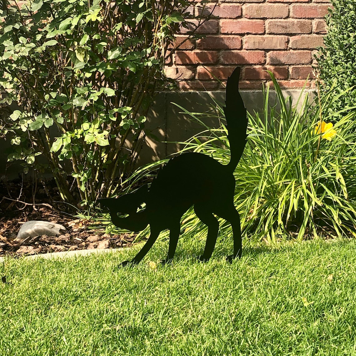 Black Cat Halloween Yard Art Metal Scardey Cat Halloween Etsy