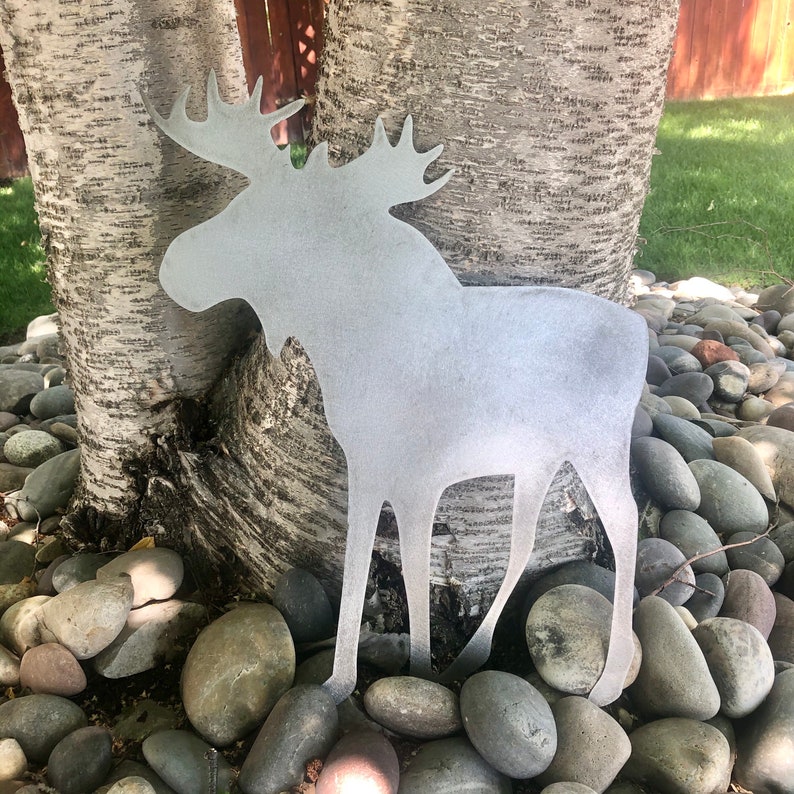 Moose Set Metal Yard Art Garden Decoration Etsy