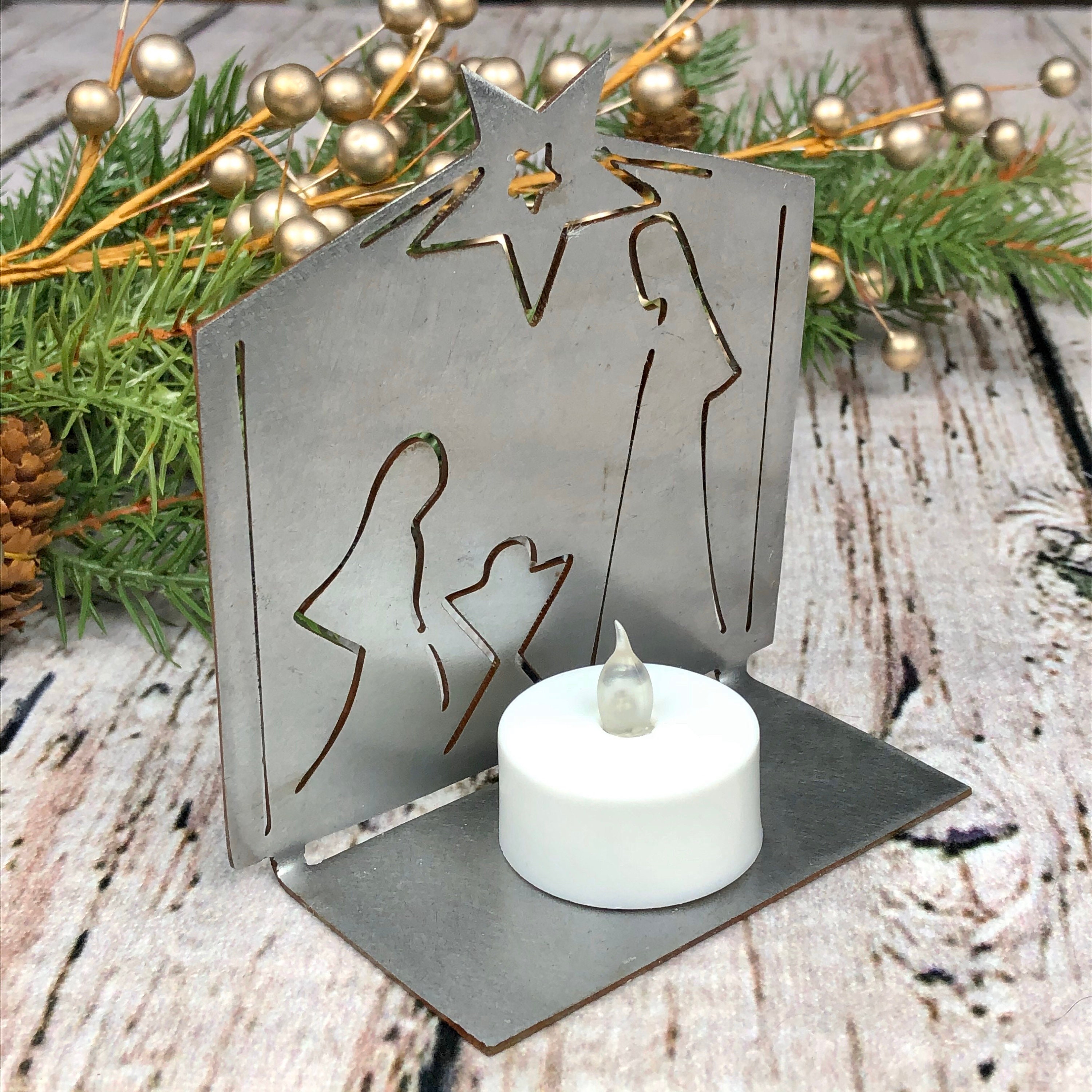 Nativity Scene Christmas Tea Light Metal Holiday Religious Etsy UK