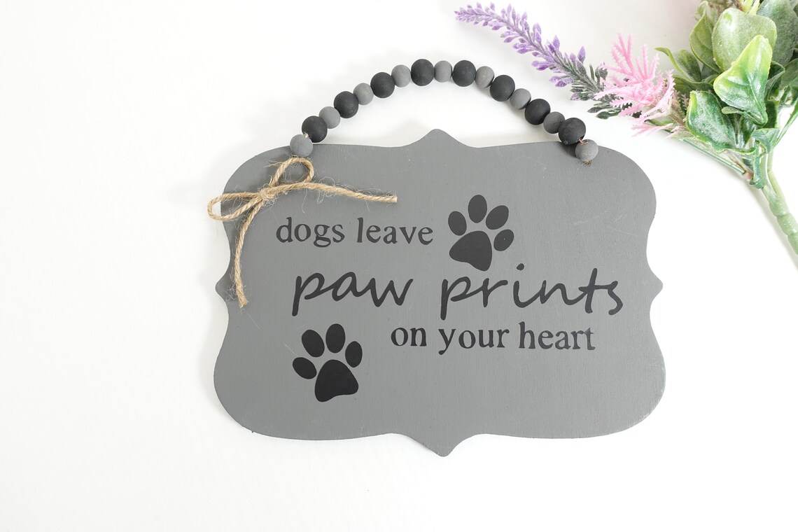 Dog Leaves Paw Prints Cat Leaves Paw Prints Dog Sign Cat Etsy