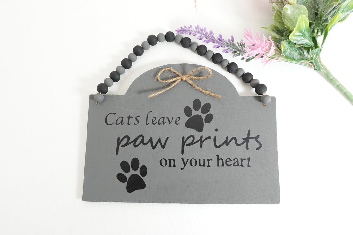 Dog Leaves Paw Prints Cat Leaves Paw Prints Dog Sign Cat Etsy