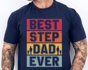 Bester Stiefvater aller Zeiten T-Shirt, Retro Vatertags-T-Shirt, Geschenk für Stiefvater, liebevolles Stiefvatergeschenk, Familien-T-Shirt, cooles Stiefvater-T-Shirt