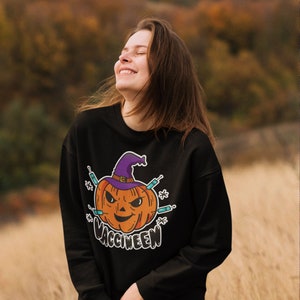 Vacciween halloween Unisex Sweatshirt | Halloween funny cute fall scary sweatshirt friend 2021