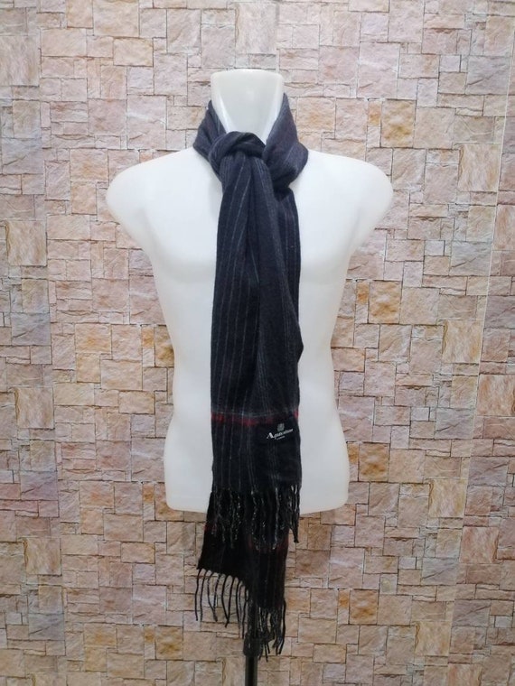 Aquascutum London stripe line design wool scarf mu