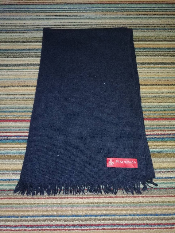Vintage Piacenza plain wool blend scarf muffler bl