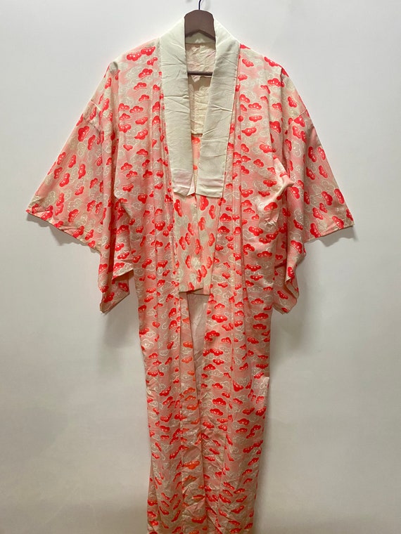Vintage 90s Cloud Pattern Kimono Noragi 