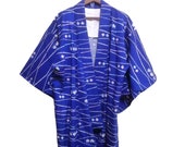 Vintage 80s 90s floral design kimono noragi haori hanten jinbei japanese traditional cardigan classic antique jacket japanese gift size L XL