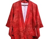 Vintage 80s 90s floral kimono noragi haori hanten jinbei japanese traditional cardigan classic antique jacket japanese gift