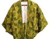 Vintage 80s 90s floral design kimono noragi haori hanten jinbei japanese traditional cardigan classic antique jacket japanese gift