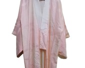 Vintage 80s 90s floral design silk kimono noragi haori hanten jinbei japanese traditional cardigan classic antique jacket japanese gift