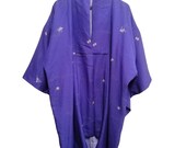 Vintage 80s 90s floral design kimono noragi haori hanten jinbei japanese traditional cardigan classic antique jacket japanese gift size L XL