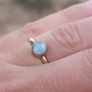 Minimal Brass Moonstone Ring - Dainty Adjustable Gemstone Ring for Women - Boho Statement Jewelry - Handmade Crystal Ring