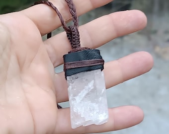 Collana in calcite ottica grezza - Ciondolo vichingo in pietra islandese
