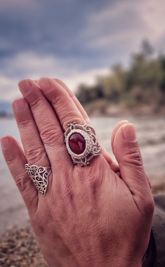Silver macrame rings new arrivals