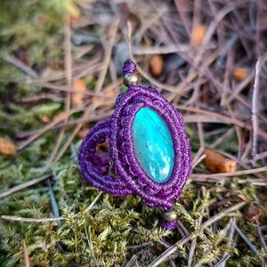 Labradorite purple Micro-macrame Ring, Flashy Crystal Statement Macrame Ring, Special Gift for Her, Boho Engagement Ring