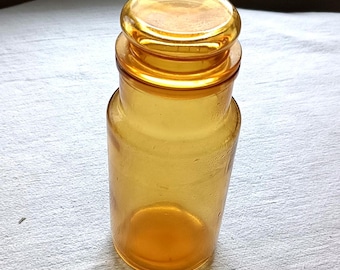 Vintage Amber Glass Lidded Jar: Retro Storage Container