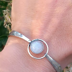 Moonstone Silver Plated Adjustable Bracelet for Women, Boho Dainty Crystal Bracelet