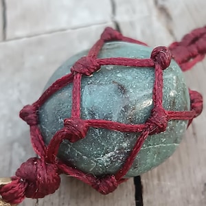 Quantum Quattro Silica Macrame Necklace • Crystal Pouch Pendant • Healing Stone Amulet