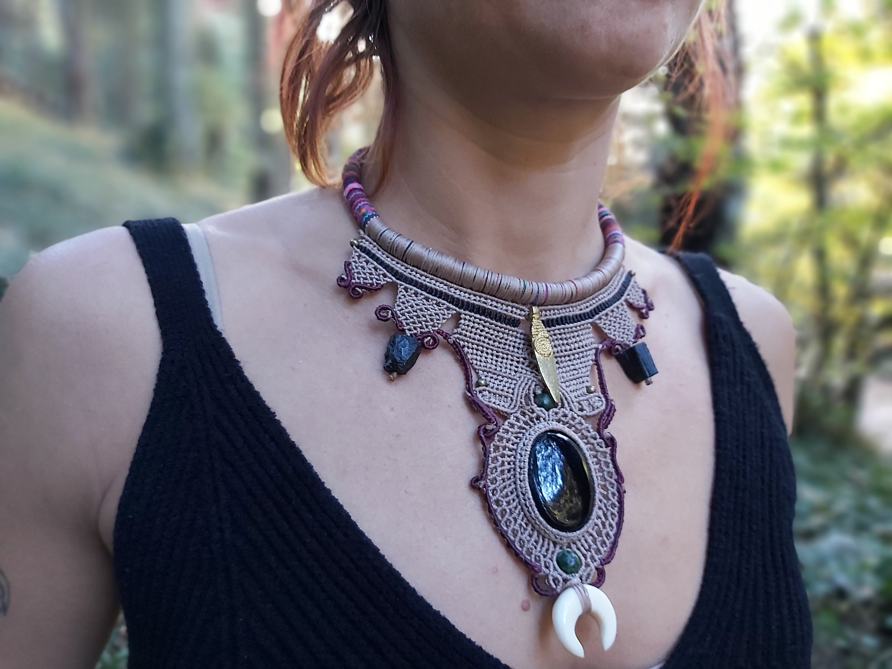 Macrame necklace sale