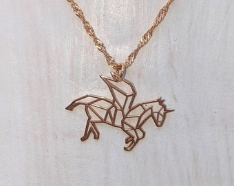 Unicorn Rose Gold Sterling Silver Necklace, Bijoux Licorne Magique, Idées cadeaux, Cadeau pour elle, Charme de licorne