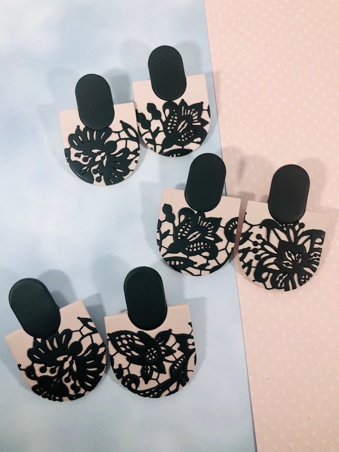 Lacy Statement Earrings Gifts for Her Polymer Clay Earrings Etsy