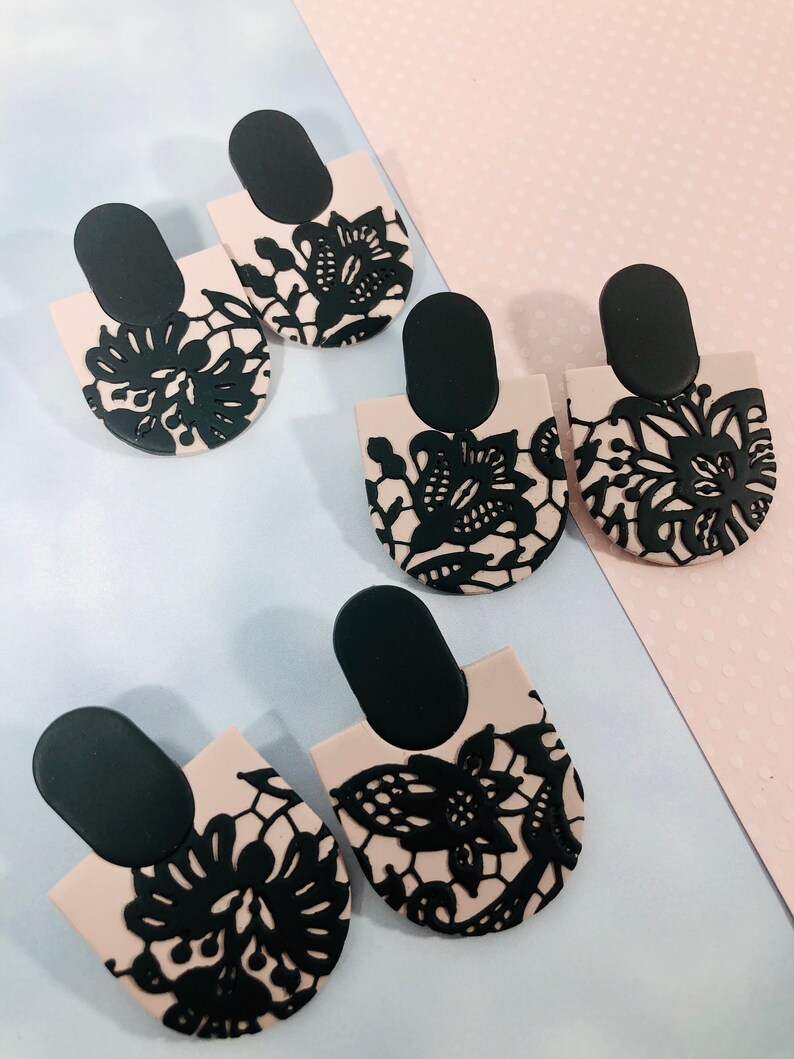 Lacy Statement Earrings Gifts for Her Polymer Clay Earrings Etsy