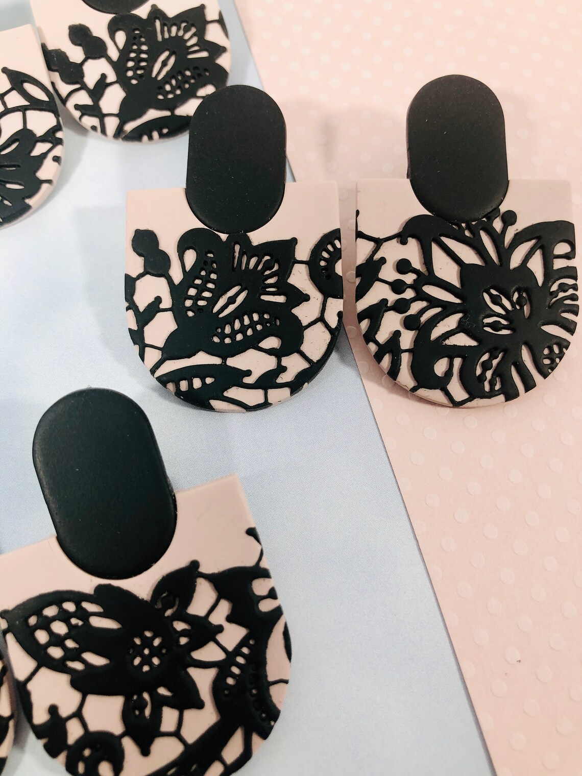 Lacy Statement Earrings Gifts for Her Polymer Clay Earrings Etsy