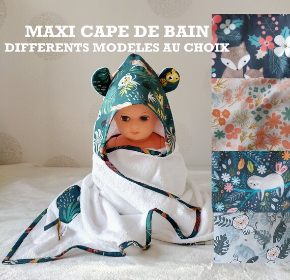 Maxi Cape De Bain Bebe 0 4 Ans 100 Coton Animaux Jungle Etsy