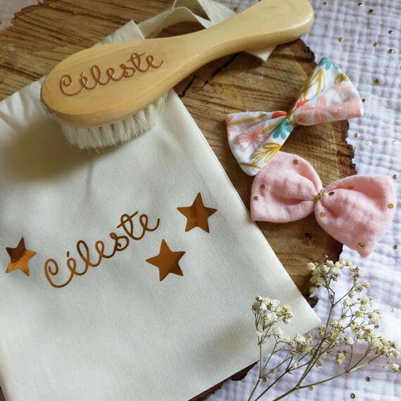 Brosse Naturelle Bebe Poil Souple En Bois A Personnaliser Je Etsy