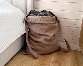 Ready to Ship Extra Large Laundry Bag 100% Natural Linen / Laundry Bag Backpack