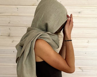 Hooded Linen Scarf / Rain Or Shine Hooded Scarf